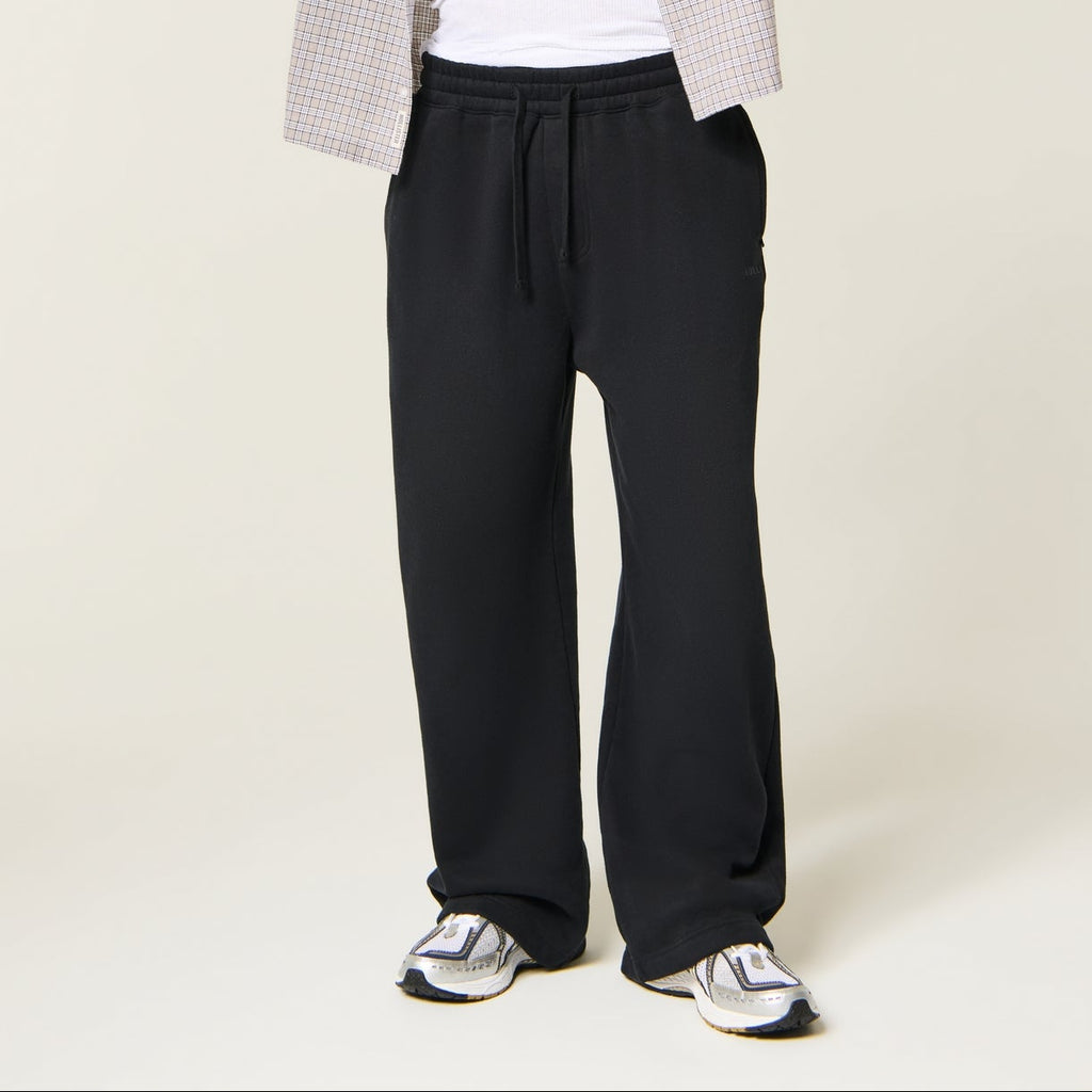 Men's black wide leg trousers