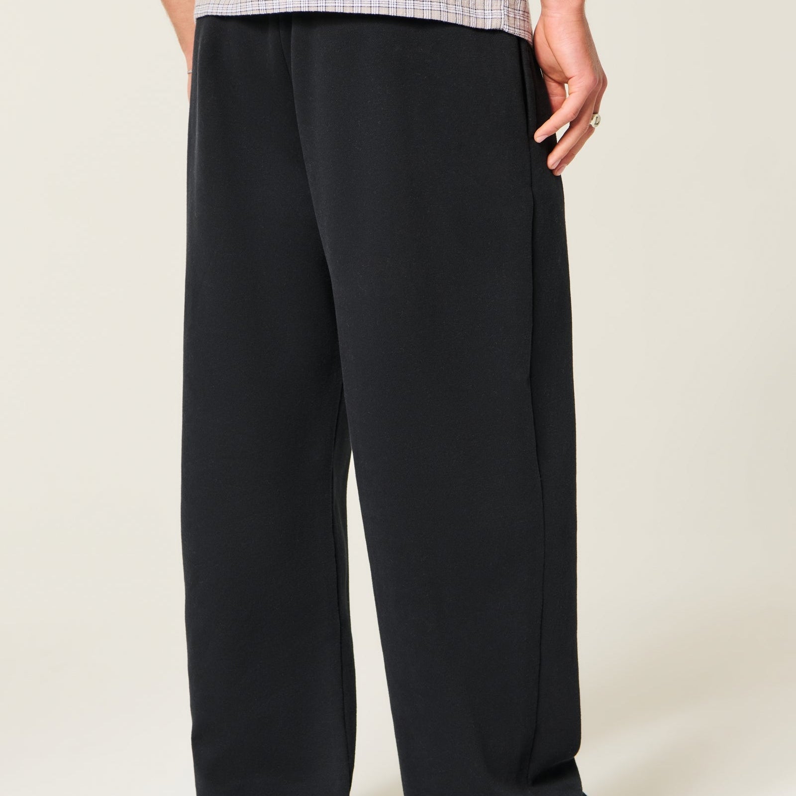 Men's black wide leg trousers