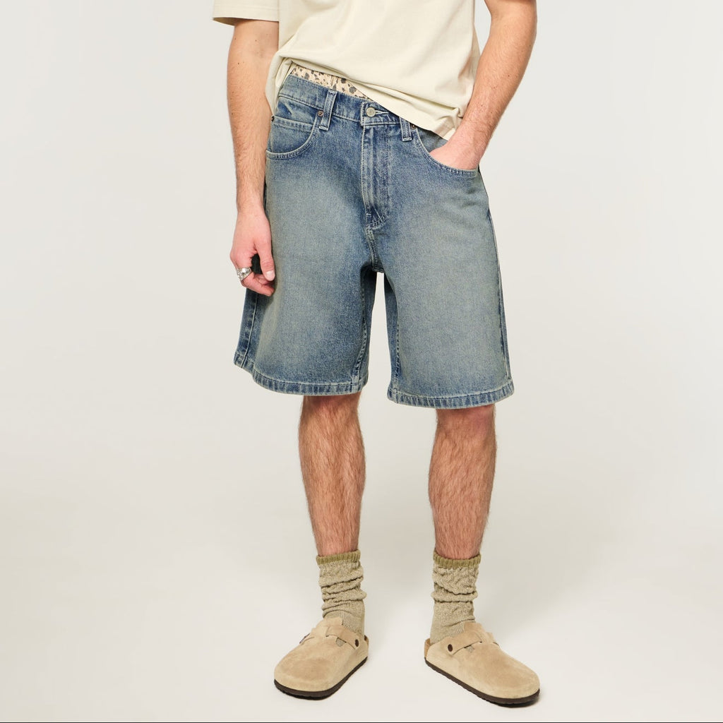 Men's knee length denim shorts