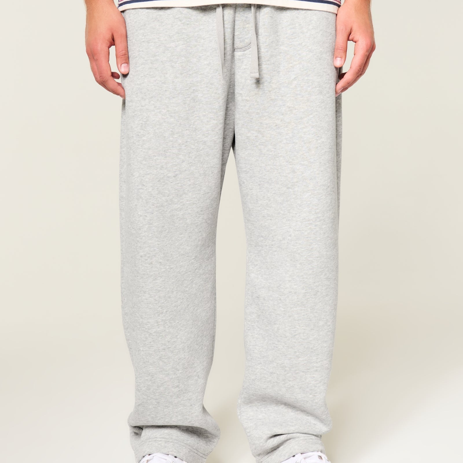 Men's light grey wide leg trousers