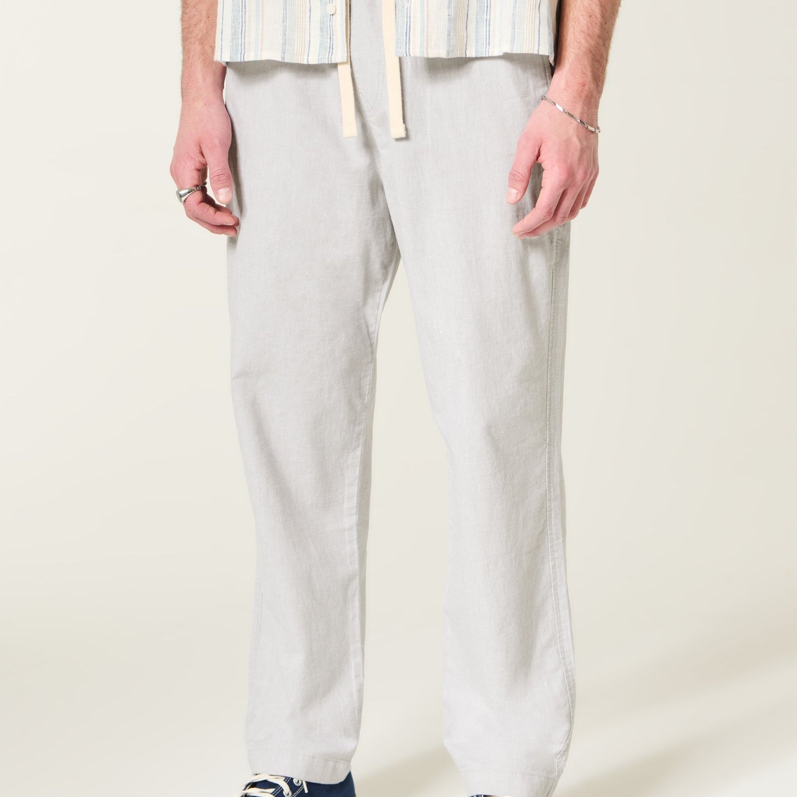 Men's loose fit off white trousers