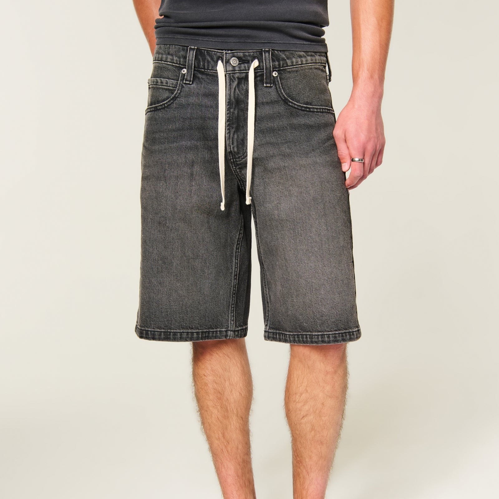 Men's washed drawstring shorts